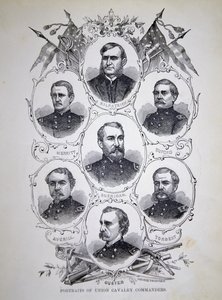 Sedm portrétů předních velitelů kavalérie armády Unie (litho) od American School