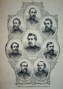Sedm portrétů významných generálů armády Unie (litho) od American School
