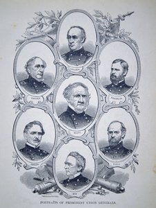 Sedm prominentních generálů z americké občanské války (rytina) od American School