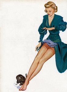 Sexy žena předvádí své silonky od American School