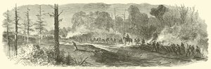 Shermanova armáda ničící Maconskou železnici mezi Rough a Ready a Jonesborough, srpen 1864 od American School