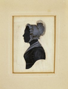 Silueta dámy, c. 1830-1840 (černý inkoust s hnědou a bílou křídou na tkaném papíře) od American School