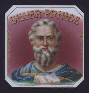 Stříbrný princ, štítek doutníku (chromolitho) od American School
