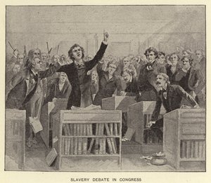 Debata o otroctví v Kongresu (litografie) od American School