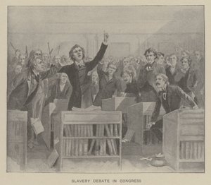 Debata o otroctví v Kongresu (litografie) od American School
