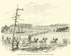 Slocums armáda překračující Savannah u Sisters Ferry, leden 1865 od American School