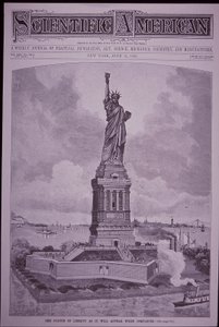 Socha svobody „jak bude vypadat po dokončení“ na obálce Scientific American od American School