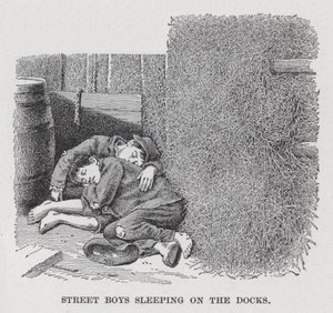 Street Boys spící v docích (litho) od American School
