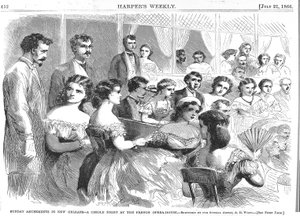 Nedělní zábava v New Orleans, kreolská noc ve francouzské opeře, 1866 od American School