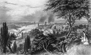 Město Cincinnati, Ohio, z Picturesque America Volume II, vytištěno v New Yorku 1872 od American School