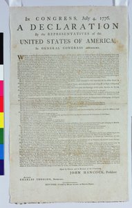 Deklarace nezávislosti, tisk Hugh Gaine, 1776 (tištěné inkoustem na papíře) od American School