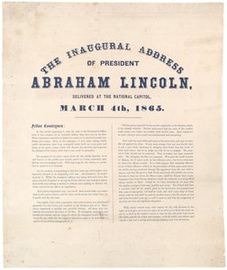 Inaugurační projev prezidenta Abrahama Lincolna pronesený v National Capitol, 4. března 1865 od American School