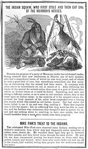 Indiánská squaw, která nejprve ukradla a pak snědla jednoho z mormonských koní, z Crocketts Almanach, 1852 od American School