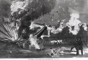 Interiér Fort Sumter během bombardování, 12. dubna 1861, z „Harper