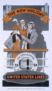 The New Holiday, reklama pro United States Lines, SS Leviathan, 20. léta 20. století od American School