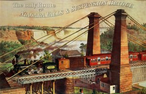 Jediná cesta přes Niagarské vodopády a visutý most, 1876 od American School