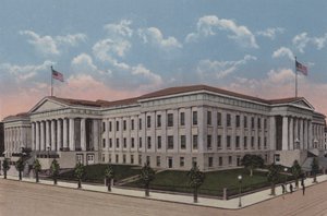 Patentový úřad, Washington DC (barevná litografie) od American School