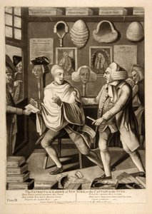Vlastenecký holič z New Yorku, nebo Kapitán v sudu, hospoda. 1775 od American School