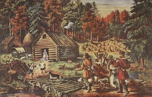 The Pioneers Home on the Western Frontier, pub. 1867, Currier & Ives od American School