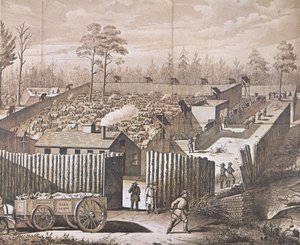 Zajatecký tábor v Andersonville (litho) od American School