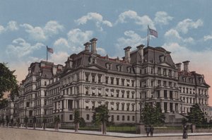 Státní, válečná a námořní budova, Washington DC (barevná litografie) od American School