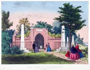 The Tomb of Washington, Mount Vernon, Va., hospoda. c.1857 (barevné lito) od American School