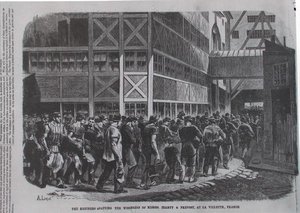 Rafinérie opouštějící dílnu pánů Jeanty & Provost v la Villette ve Francii z Scientific American, 1870 od American School