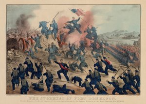The storming of Fort Donelson, vyd. Currier & Ives, 1862 od American School