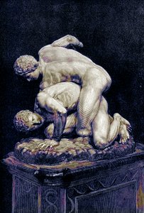 The wrestlers, ilustrace z Historie Řecka od Victora Duruye, publikoval 1890 (digitálně vylepšený obrázek) od American School
