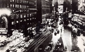 Times Square v noci, New York, cca 1930 (po fotografii) od American School