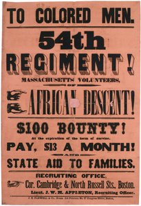 Barevným Mužům. 54. pluk! Massachusetts Volunteers, Afrického původu, 1863 od American School