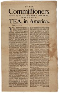 Komisařům jmenovaným Východoindickou společností pro prodej čaje v Americe, podepsán Scaevola, 1773 od American School