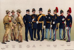 Americká armáda, uniformy, 7 děl, 3 figurky důstojníků od American School