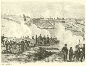Pozice unie blízko centra, bitva u Gettysburgu, 2. července, červenec 1863 od American School