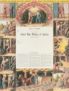 Certifikát United Mine Workers Certificate, 1890 od American School