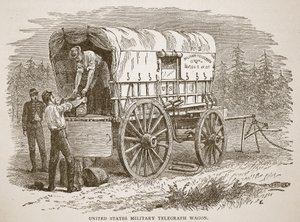 Vojenský telegrafní vůz Spojených států amerických, z knihy pub. 1896 od American School