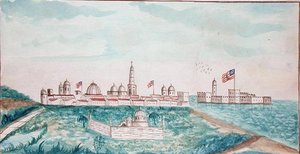 Vera Cruz, hrad a hřbitov (akvarel na papíře) od American School