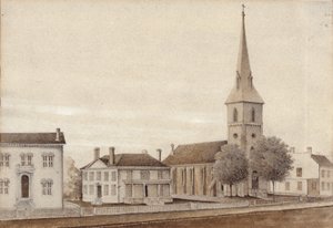 Pohled na Petersburg, Virginie (akvarel na papíře) od American School