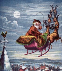 Návštěva svatého Mikuláše, ilustrace ze série velkých obrazů tety Louisas, New York 1871 od American School