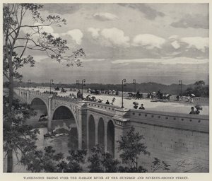 Washingtonský most přes řeku Harlem na Sto sedmdesáti sekundách (litho) od American School