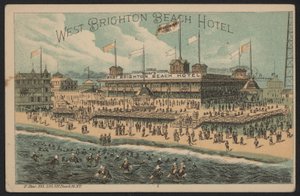 West Brighton Beach Hotel, USA (barevná rytina) od American School