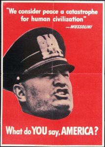 "What do YOU say AMERICA?", US 2nd World War Plakát s tváří Mussoliniho, Anon, c.1942 od American School