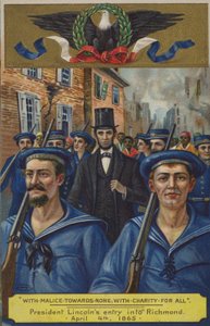 Se zlobou vůči nikomu; s charitou pro všechny. Vjezd prezidenta Lincolna do Richmondu, 4. dubna 1865 od American School