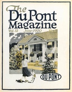 Žena a pes, přední strana časopisu DuPont, červen 1920 od American School