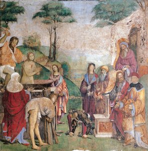 Umučení svaté Cecilie, od Amica Aspertiniho (1474 nebo 1475-1552), freska, Oratoř Santa Cecilia (St Cecilia), Bologna, Emilia-Romagna. Itálie