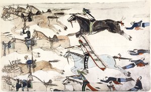 Bitva u Little Bighorn, Montana, USA, 25.–26. června 1876 1900 od Amos Bad Heart Buffalo