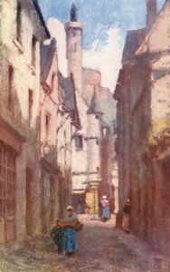 Rue du Grand Carroi, Chinon (barevná litografie)