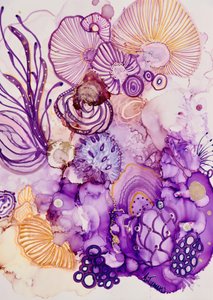 Fialovo-zlatý fantazijní květ od Amy Tieman