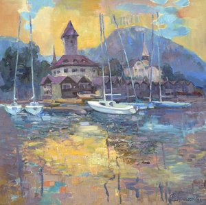 Plachetnice – odrazy na hladině jezera