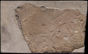 Fragment stěny z hrobky s výjevem sklizně od Ancient Egyptian